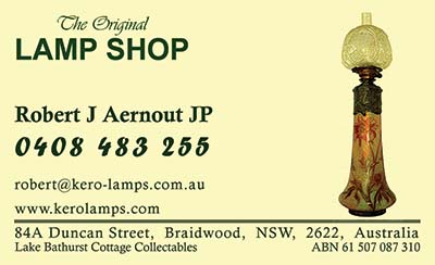 Business card - Original Lamp Shop Braidwood - design by BDS